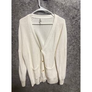 J. Crew women's L Ivory oversized button up knit sweater